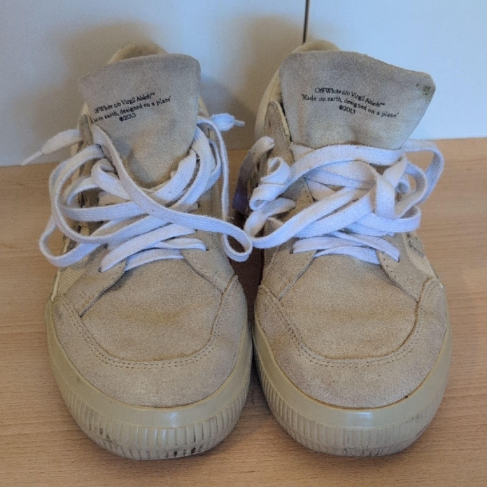 Off-White, Virgil Abloh, Beige Sneakers, Vulcanized Bottom, Size 40 or 8M/9.5W - Picture 6 of 11
